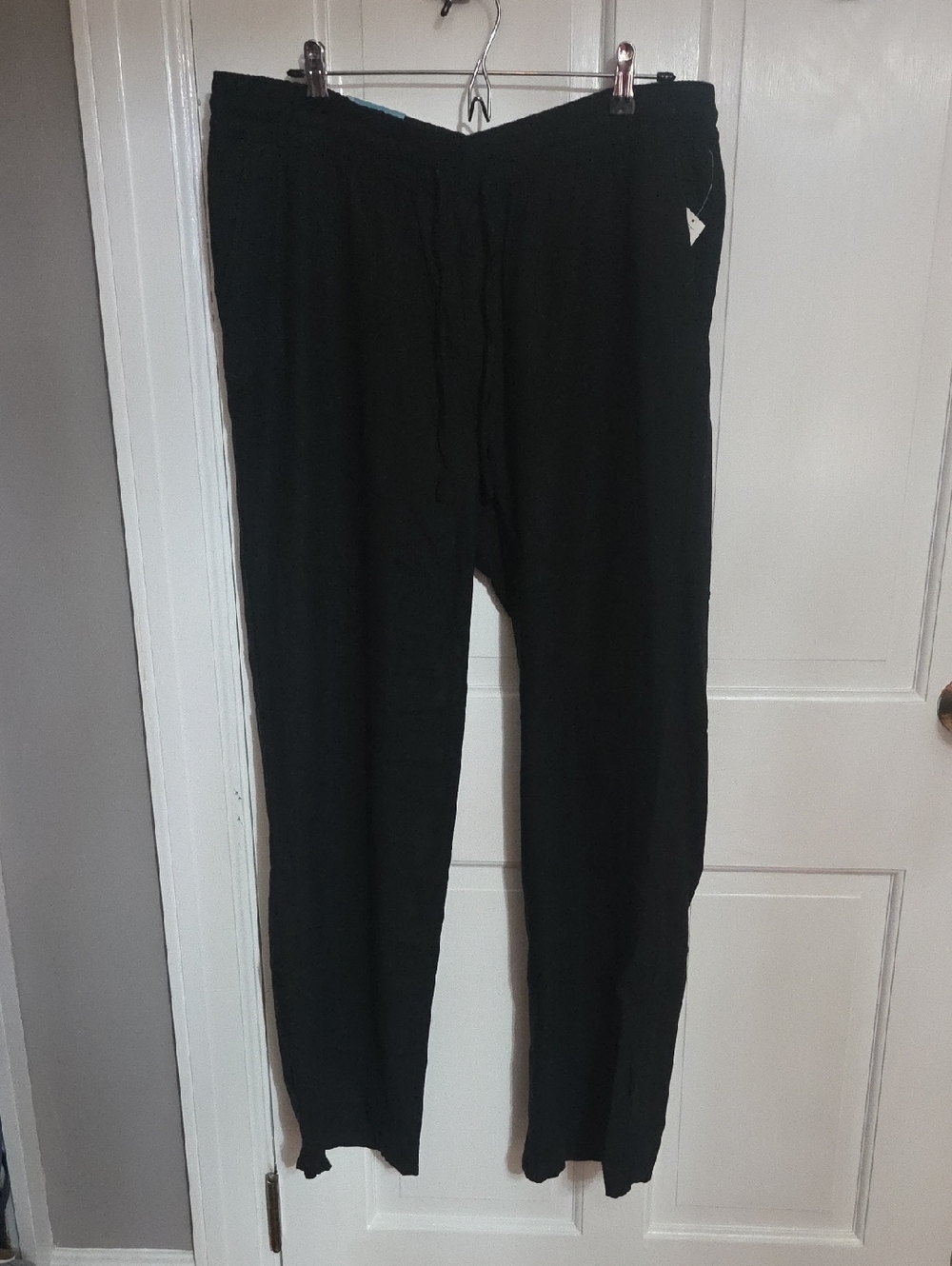 Old Navy Black Elastic and Tie Waist Linen Blend Pants